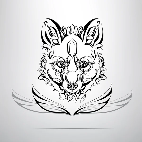 Head of fox in ornament — Stock Vector