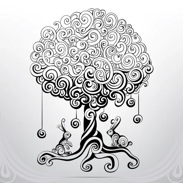 Фантастичне дерево в орнаменті — стоковий вектор