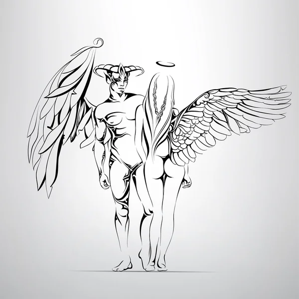 Ilustración de ángel y demonio — Vector de stock