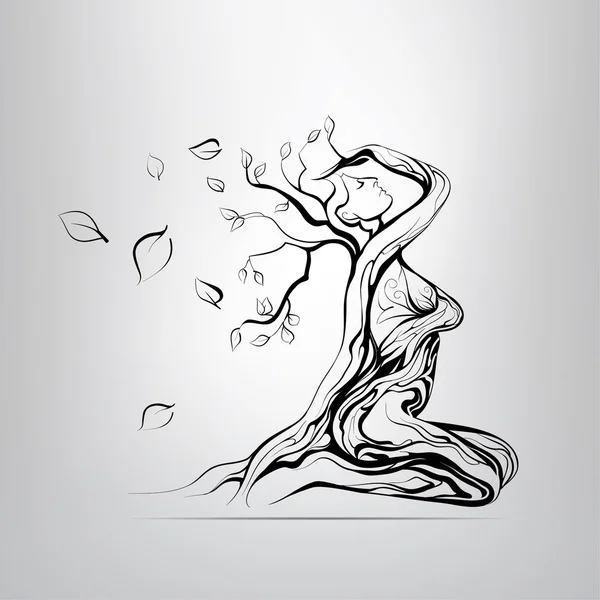 Fille en forme d'arbre — Image vectorielle