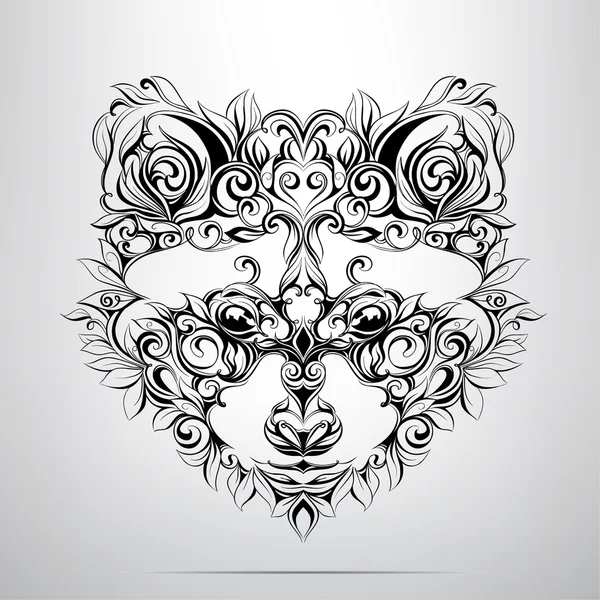 Cabeza de mapache en ornamento — Vector de stock