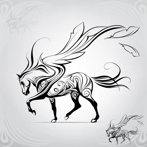 Pegasus marche contre le vent — Image vectorielle