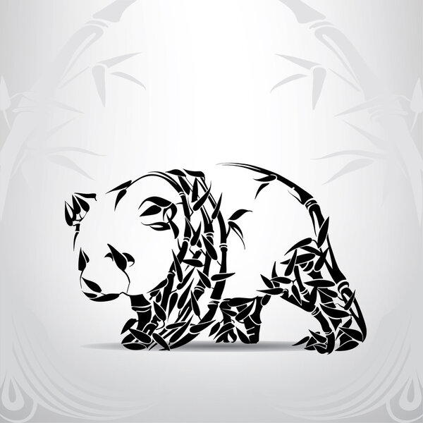 Силуэт панды в орнаменте
