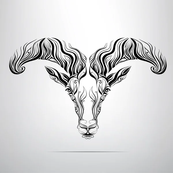 Cabeza de carnero en ornamento — Vector de stock