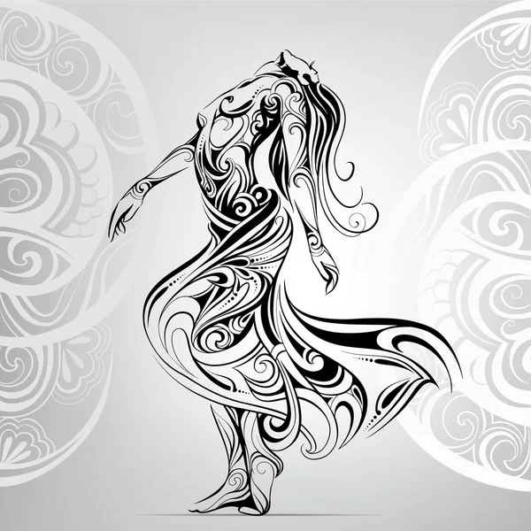 Dansande flicka i ornament — Stock vektor