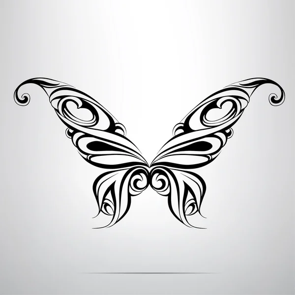 Silhouette of butterfly in  ornament — Stock Vector