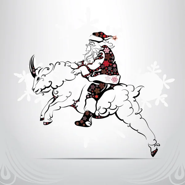 Santa Claus riding on  goat — Stock Vector