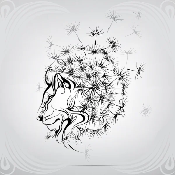 Lion with mane of dandelion — Stock Vector