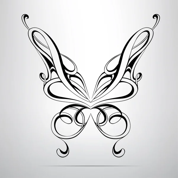 Silhouet van vlinder in ornament — Stockvector