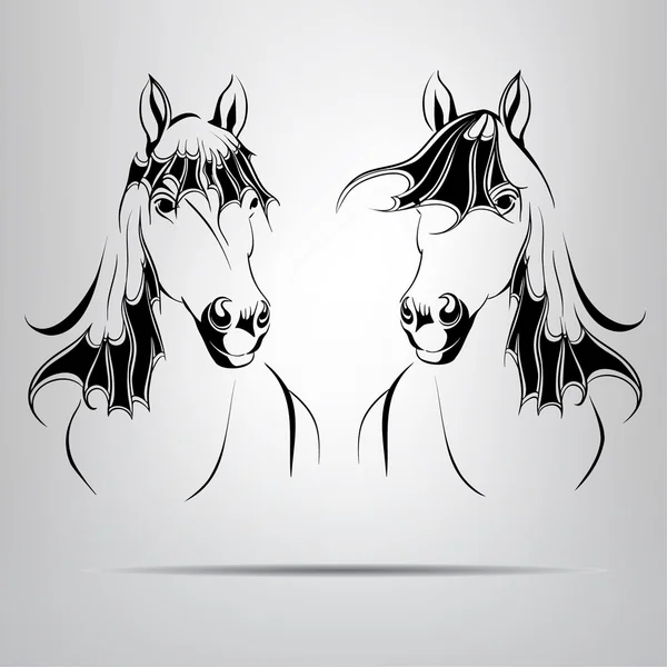 Silhouettes of two horses. — Stock Vector