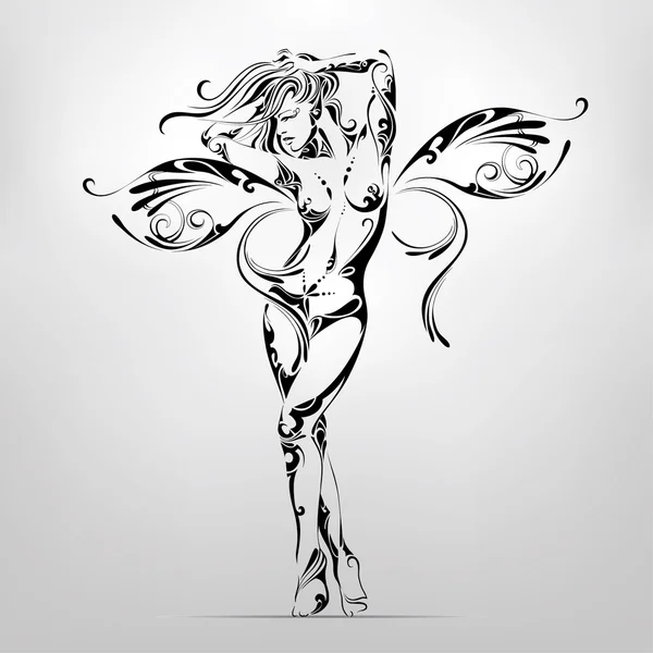 Femme aux ailes de papillon — Image vectorielle