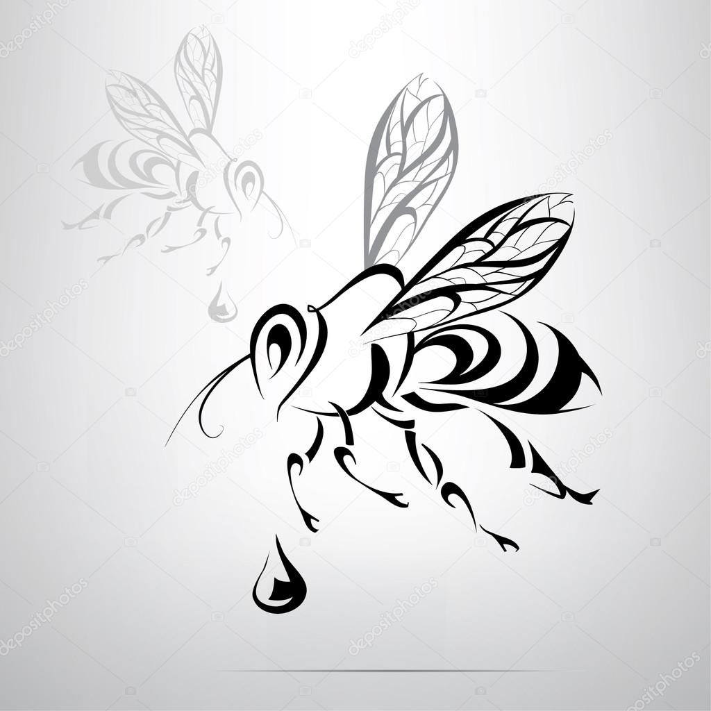 Bee in flight. Vector illustration