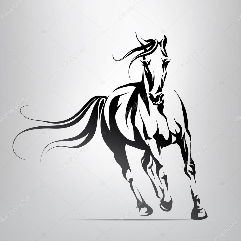 Vector silhouette of a running horse