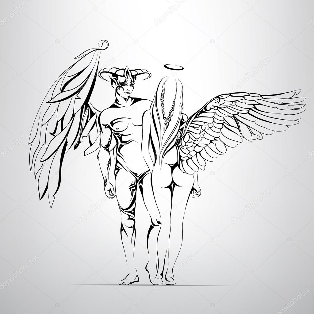 Angel and demon illustration