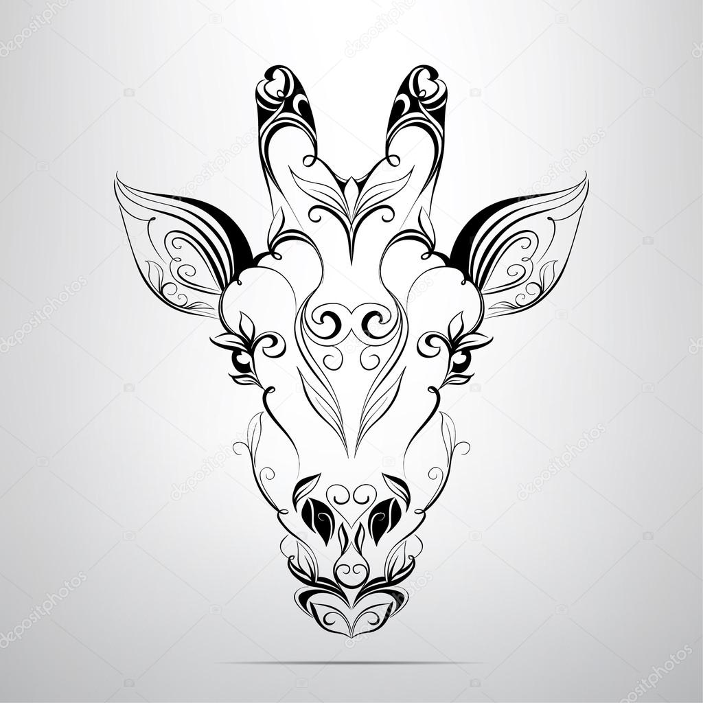 Head of giraffe in the ornament,vector illustration