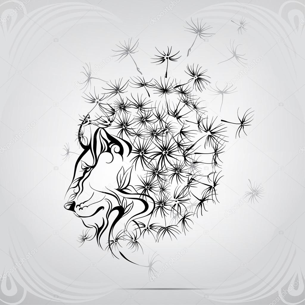 Lion with mane of dandelion
