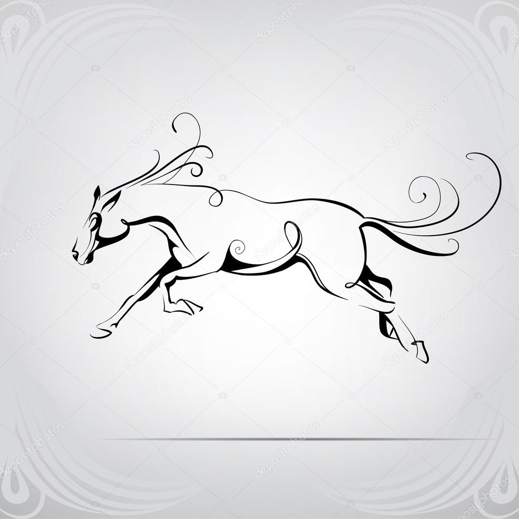 Silhouette of a horse jumping