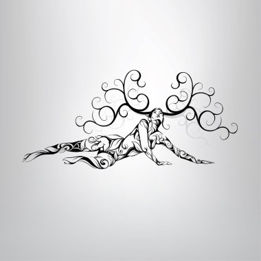 Geyik boynuzları ile kız