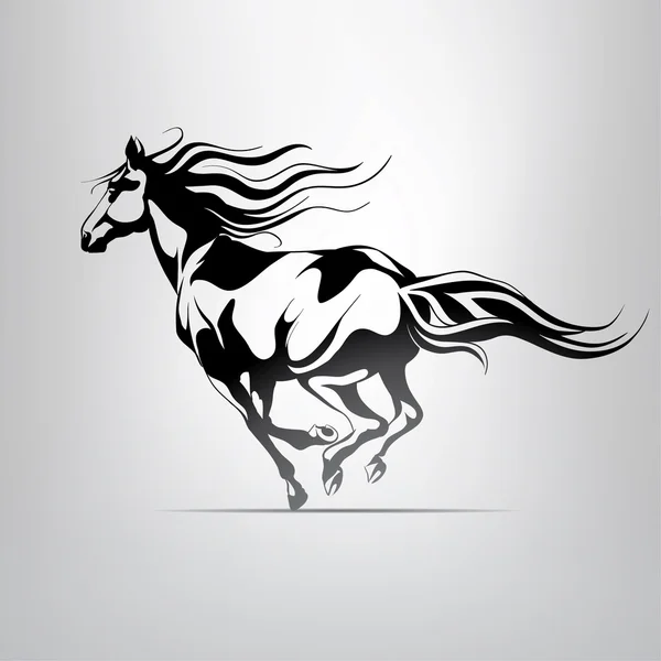 Silhouette of  running horse — Stock Vector