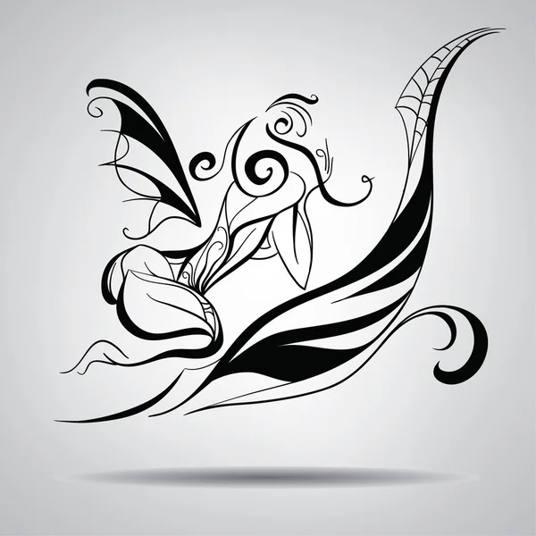 Fille avec des ailes de papillon — Image vectorielle