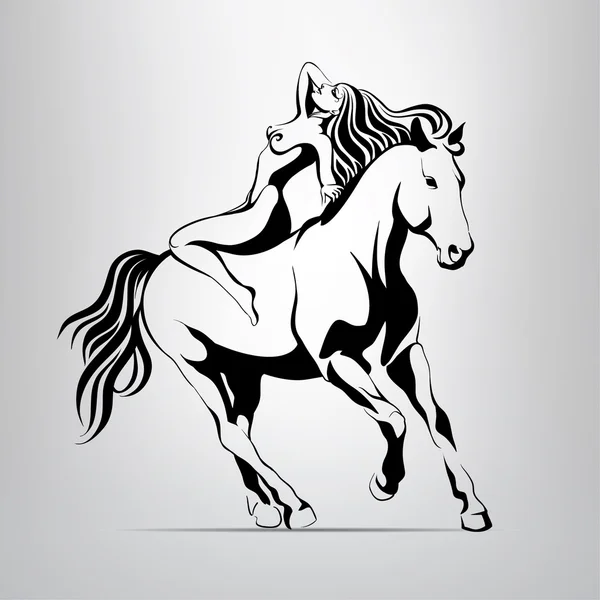 Fille équitation cheval illustration — Image vectorielle