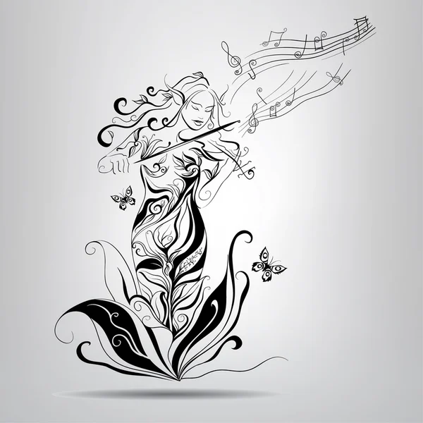 Elfe fille jouer sur violon — Image vectorielle