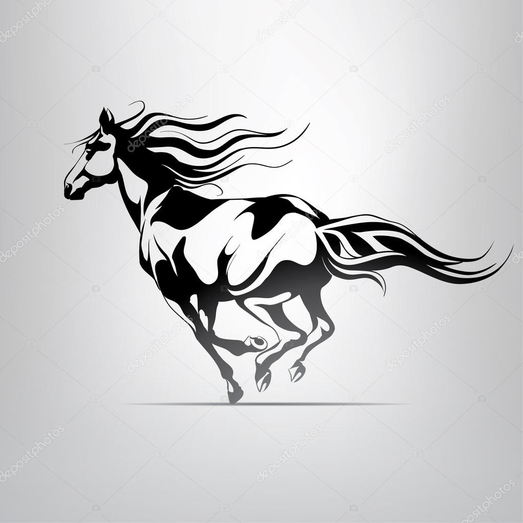 Silhouette of  running horse