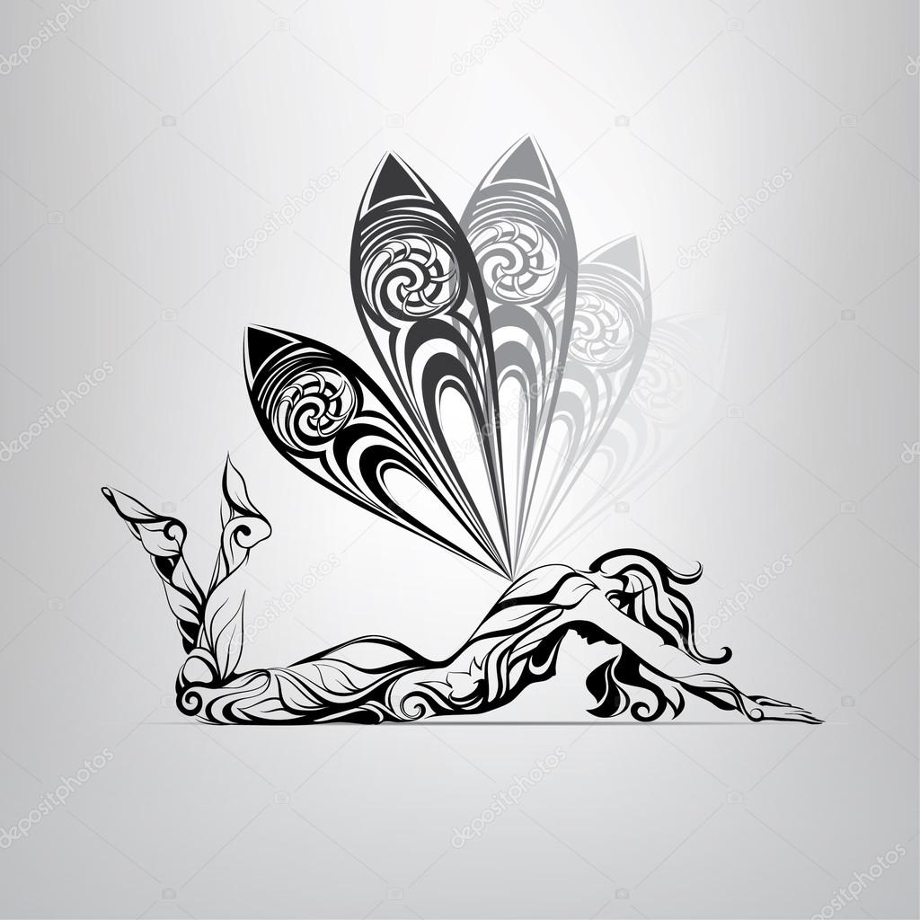 Mujer alas mariposa  Mujer con alas, Alas de mariposa, Silueta de
