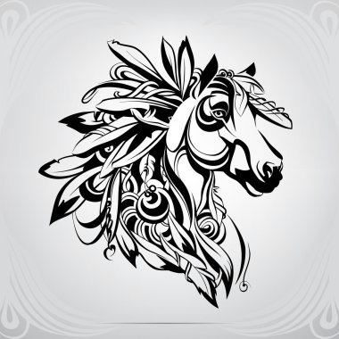 Horse decorated in Indian style clipart