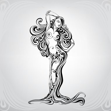 Silhouette of girl in ornament