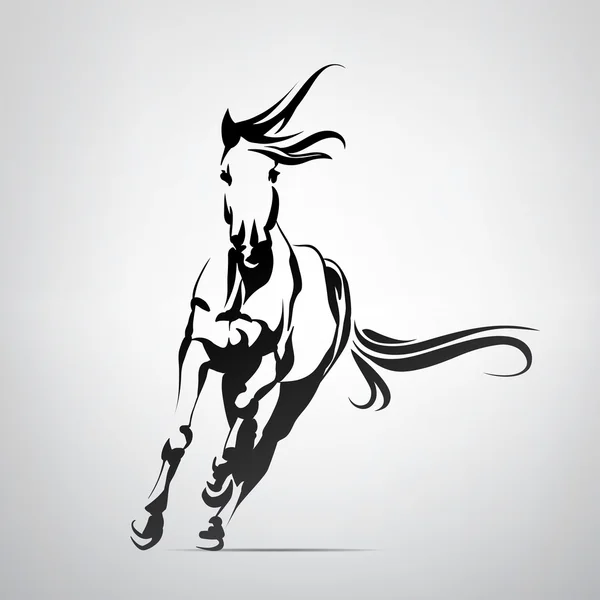 Silhouette eines laufenden Pferdes — Stockvektor