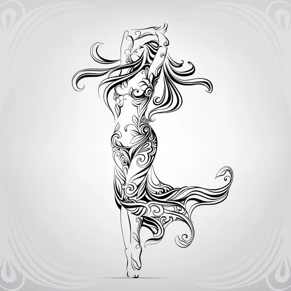 Dansende meisje in ornament — Stockvector