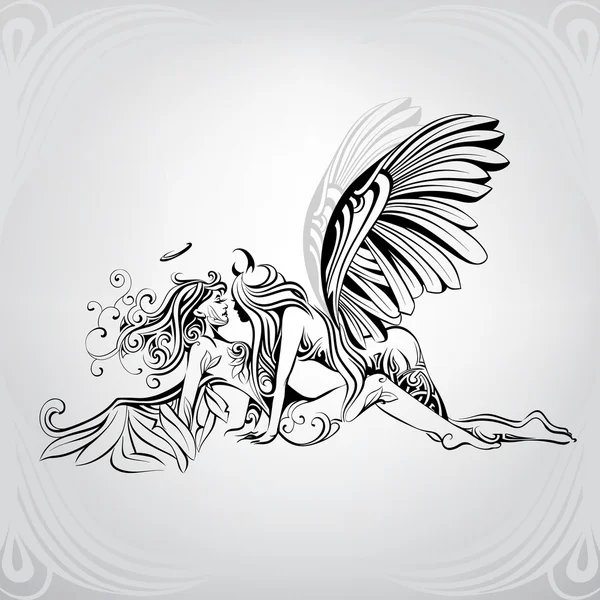 Angel en Demon in ornament — Stockvector