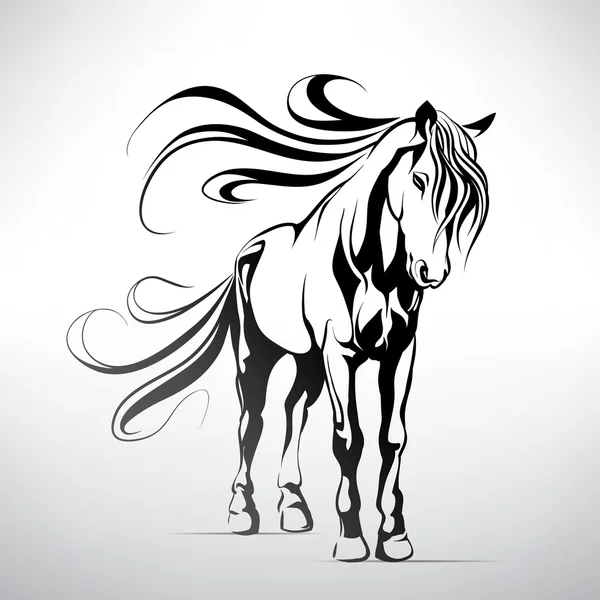 Silhouette noire de cheval — Image vectorielle