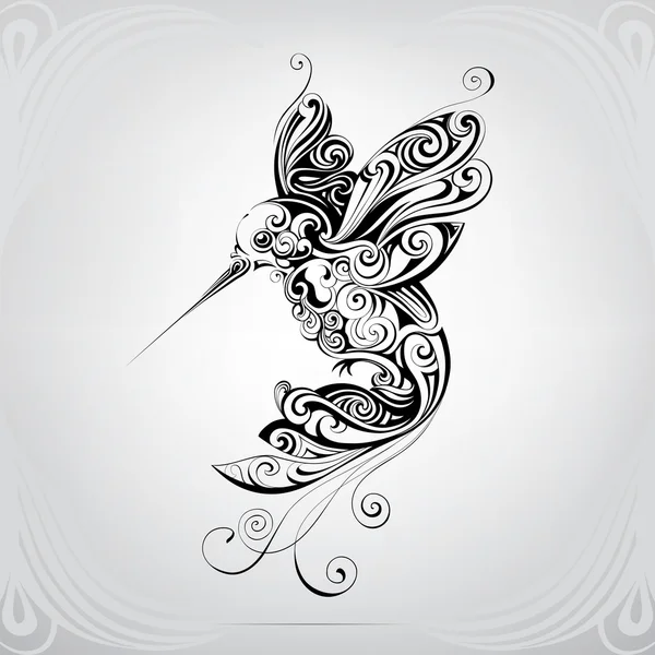 Silhouette Kolibris in Ornamenten — Stockvektor