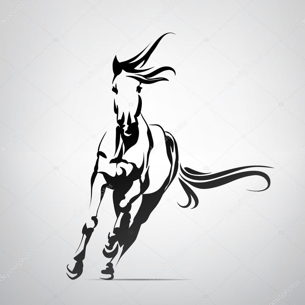 Silhouette of a running horse. Art vector illustration