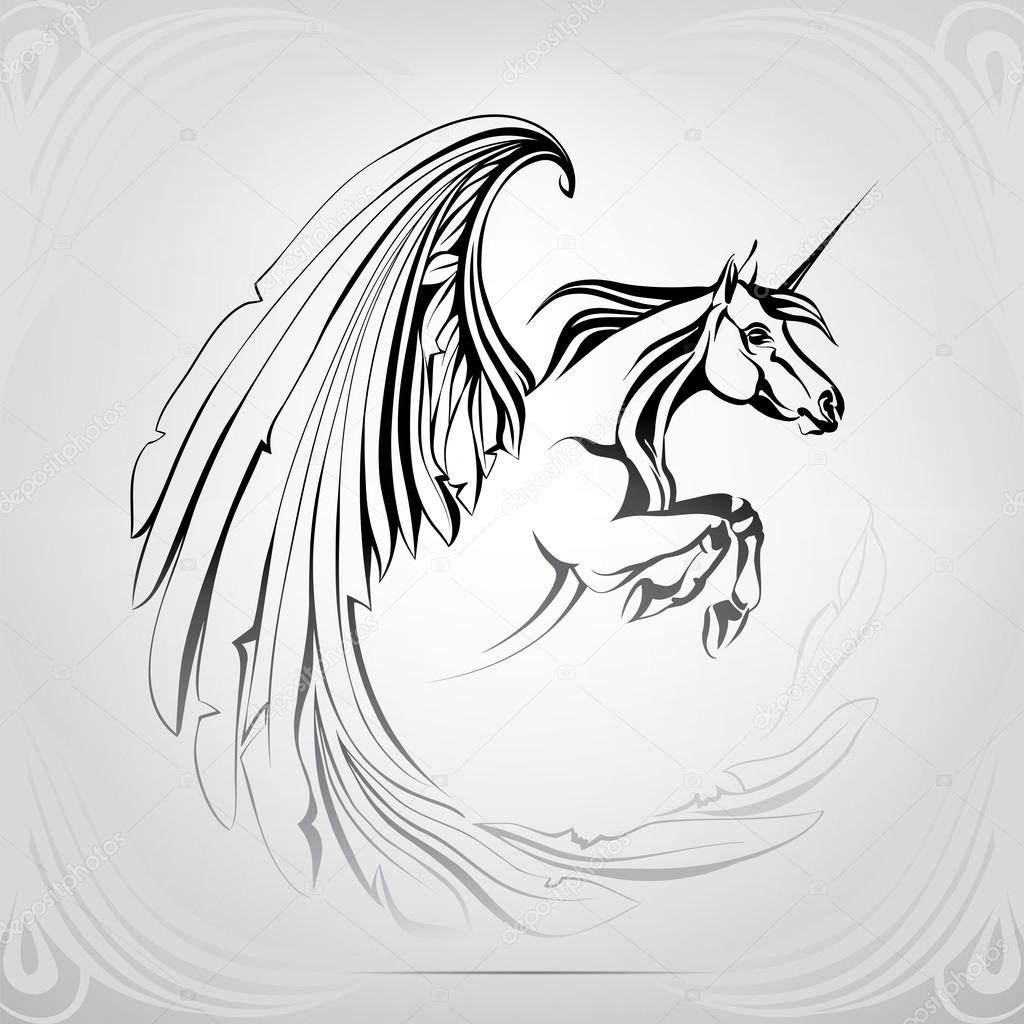 Download Silhouette of winged unicorn. — Stock Vector © nutriaaa ...