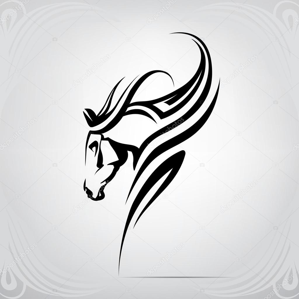 Silhouette of the head of a horse. Art vector illustration