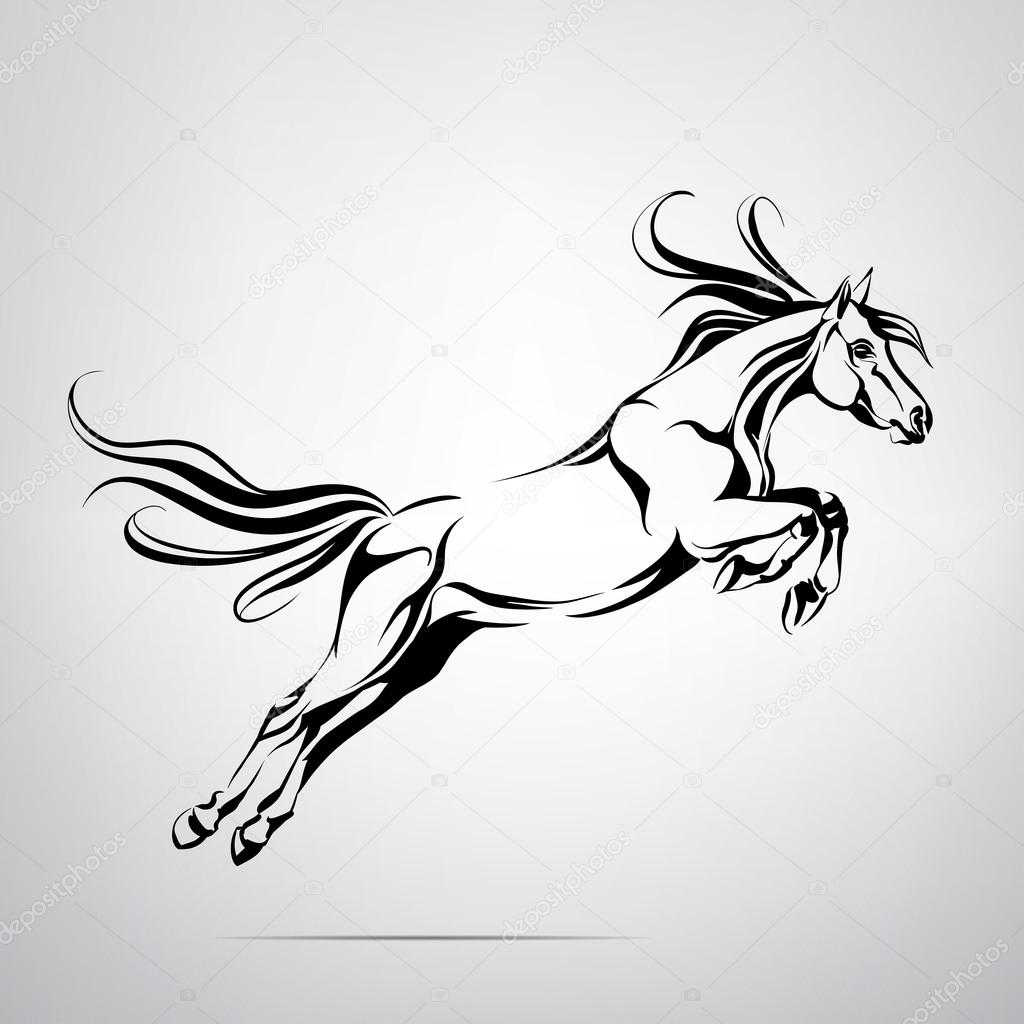 Silhouette of horse in jump