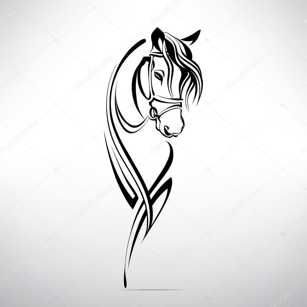 Silhouette of the head of a horse. Art vector illustration