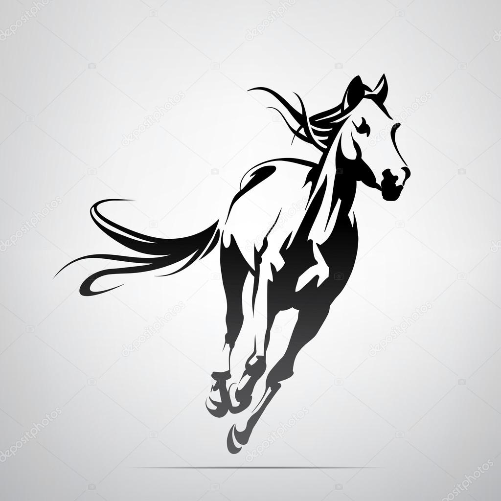 Silhouette of a running horse. Art vector illustration
