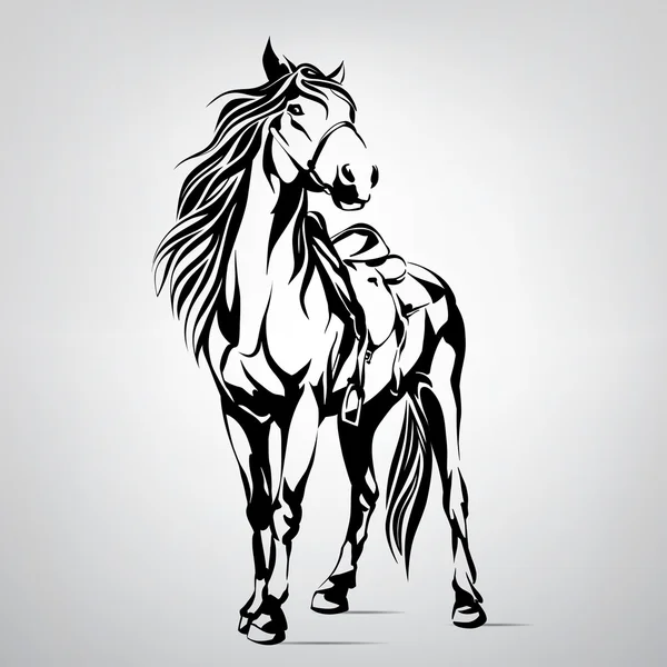 Silueta negra de caballo — Vector de stock