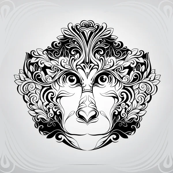 Cabeça de macaco em padrão decorativo — Vetor de Stock