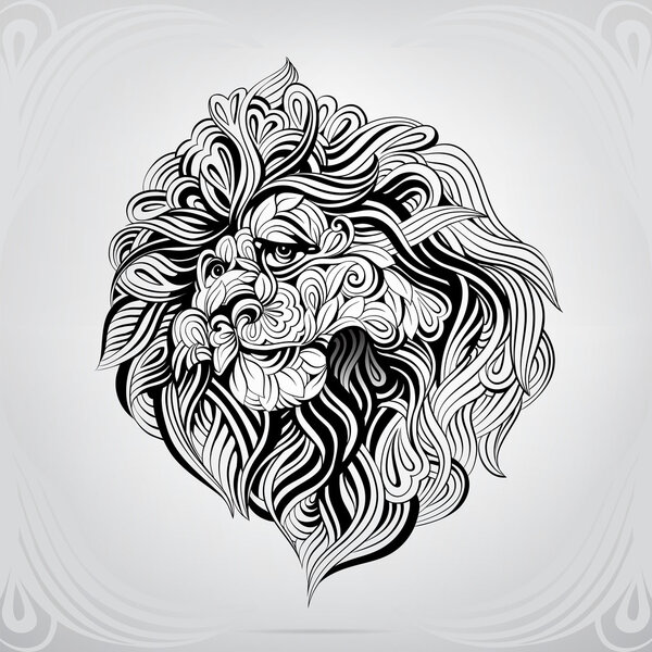 Голова льва в орнаменте
.