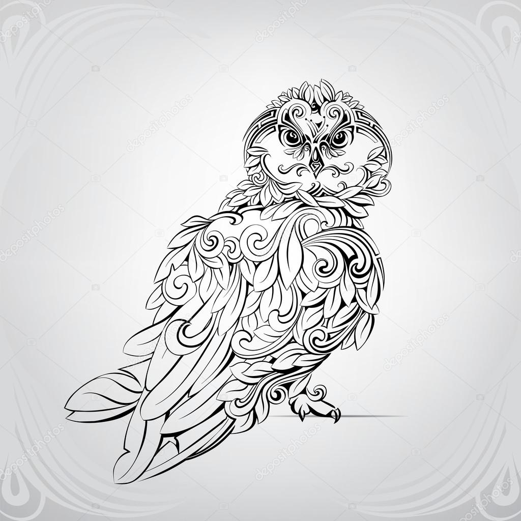 Owl in deciduous ornament