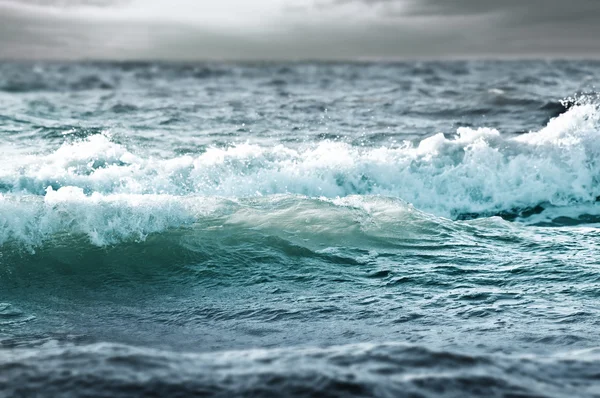 Stormy sea waves - blue and green background — Stok fotoğraf