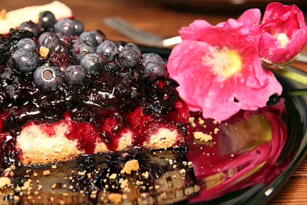 Slice of bilberry cake — Stock Photo, Image