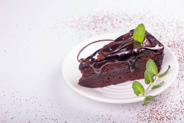 Whit Plakalı Sachertorte Kese Keki. Üst görünüm, alanı kopyala