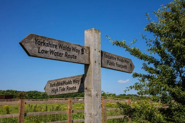 Segnaletica Sulla Yorkshire Wolds Way Sentiero Nazionale Negli Yorkshire Wolds — Foto Stock