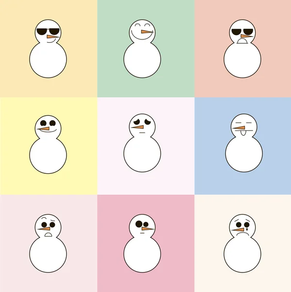 9 snowman on a colorful background — Stock Photo, Image